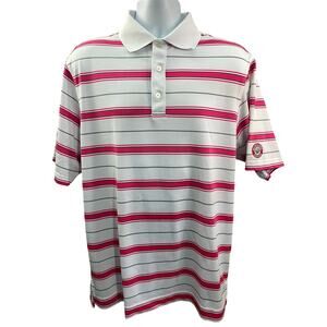 FootJoy Stripe Mens Size Medium Golf Performance Polo Shirt Stretch Golf Crest